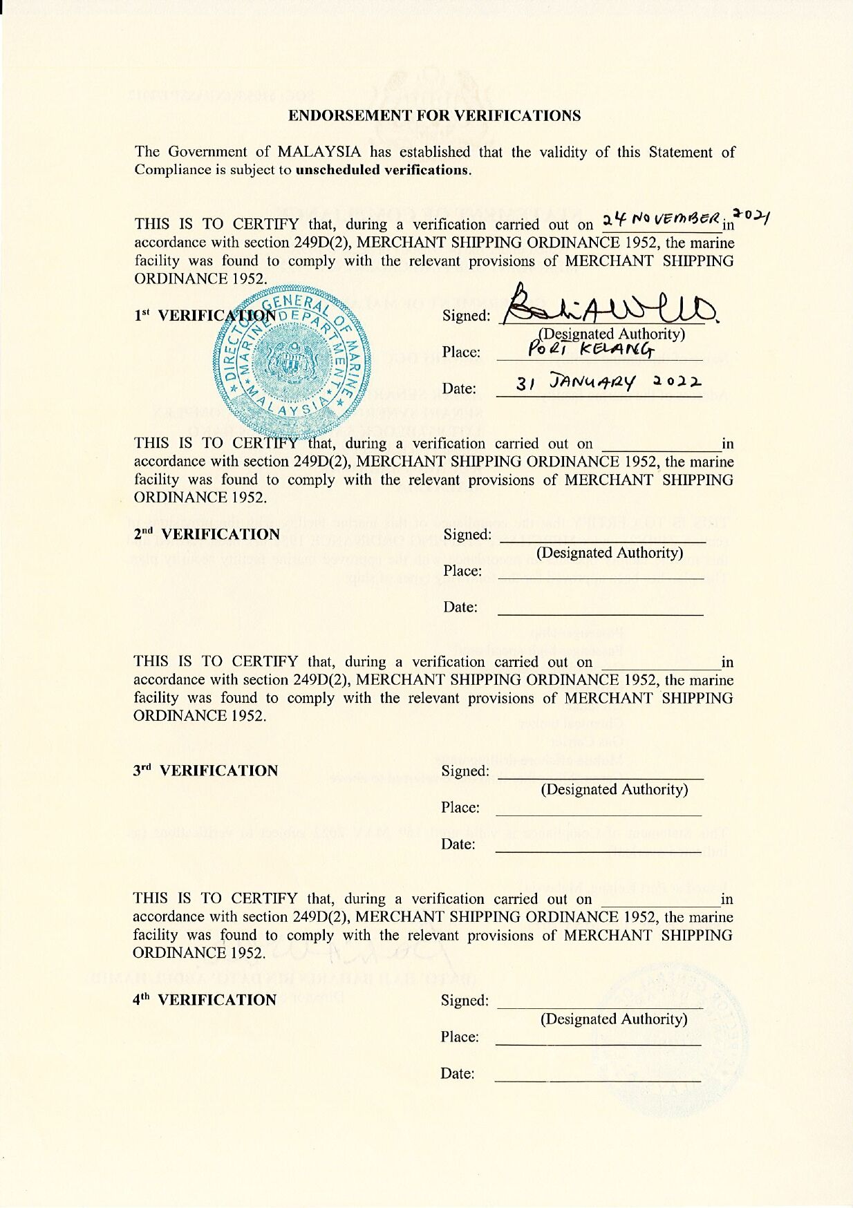 Endorsement For Verifications